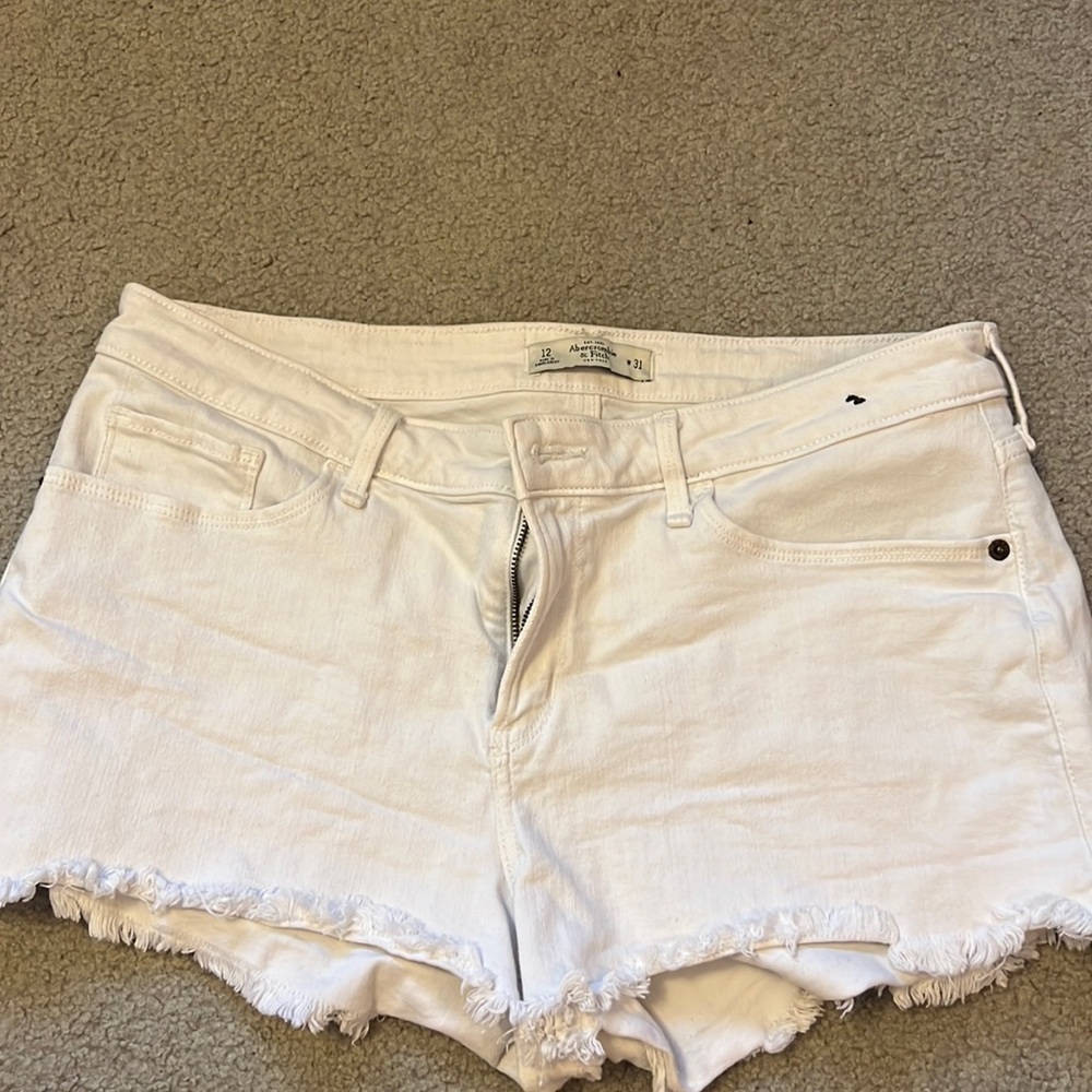 Abercrombie & Fitch Women white denim shorts